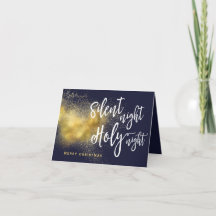 Silent Night Holy Night Gold Black Holiday Card