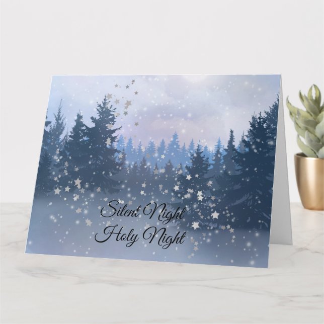 Silent Night Holy Night Magic Winter Illustration Card (Small Plant)
