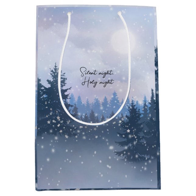 Silent Night Holy Night Magic Winter Illustration  Medium Gift Bag (Front)