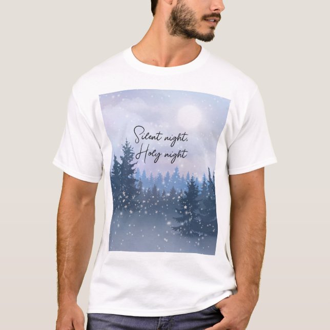Silent Night Holy Night Magic Winter Illustration  T-Shirt (Front)