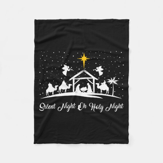 Silent Night Holy Night Nativity Scene Christian C Fleece Blanket (Front)