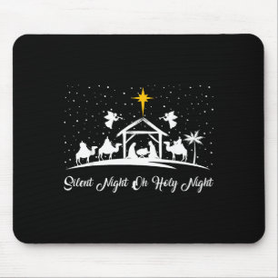 Silent Night Holy Night Nativity Scene Christian C Mouse Pad