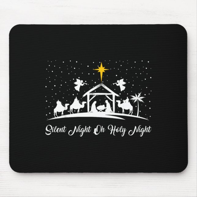 Silent Night Holy Night Nativity Scene Christian C Mouse Pad (Front)