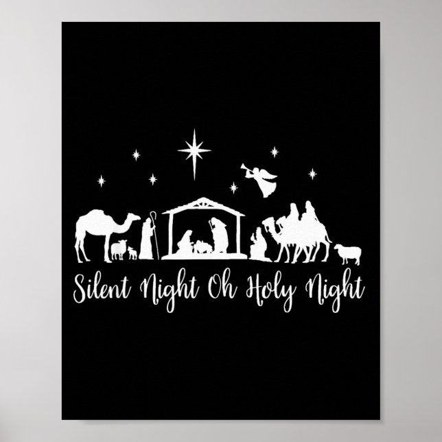 Silent Night Holy Night Nativity Scene Religious C Poster (Front)