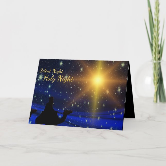 Silent Night Holy Night Personalised Christmas Holiday Card (Front)