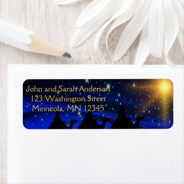 "Silent Night Holy Night" personalised Christmas Return Address Label (Insitu)