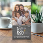 Silent Night, Holy Night - photo - Chalkboard Holiday Card<br><div class="desc">A modern design for popular religious song lyrics. PHOTO TIP: If your photo does not fit correctly,  click on the Customise This button,  and you will be able to move your photo.</div>