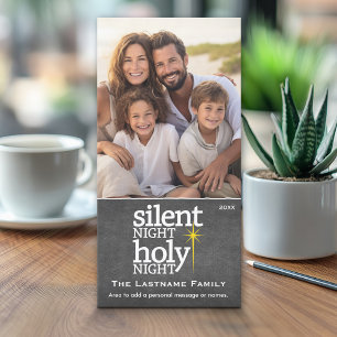 Silent Night, Holy Night - photo - Chalkboard Holiday Card