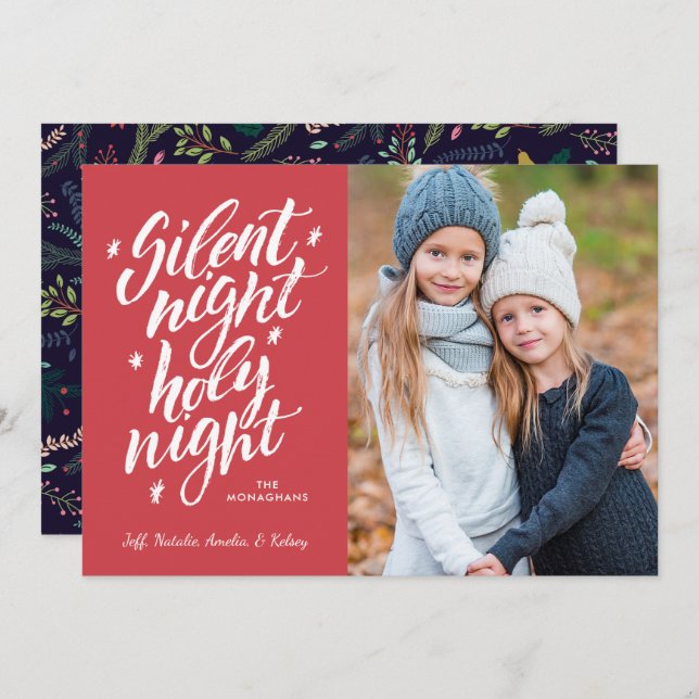 Silent Night Holy Night | Photo Holiday Card (Front/Back)