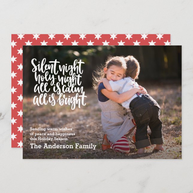 Silent Night Holy Night Photo Holiday Christmas Invitation (Front/Back)