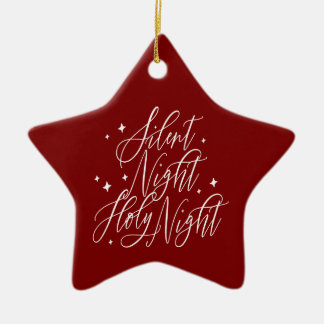 Silent Night Holy Night Red Christmas Star Ceramic Ornament