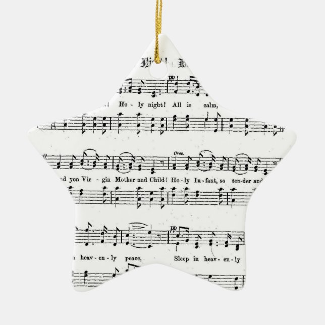 SILENT NIGHT HOLY NIGHT SHEET MUSIC CHRISTMAS SONG CERAMIC ORNAMENT (Front)