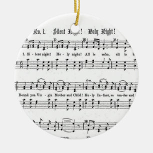 SILENT NIGHT HOLY NIGHT SHEET MUSIC CHRISTMAS SONG CERAMIC TREE DECORATION