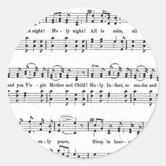 SILENT NIGHT HOLY NIGHT SHEET MUSIC CHRISTMAS SONG CLASSIC ROUND STICKER