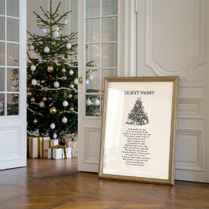 Silent Night Hymn Lyrics Wall Print