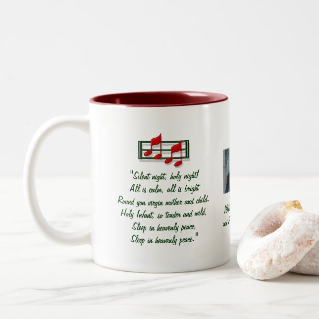 Silent Night Hymn Two-Tone Coffee Mug (With Donut)