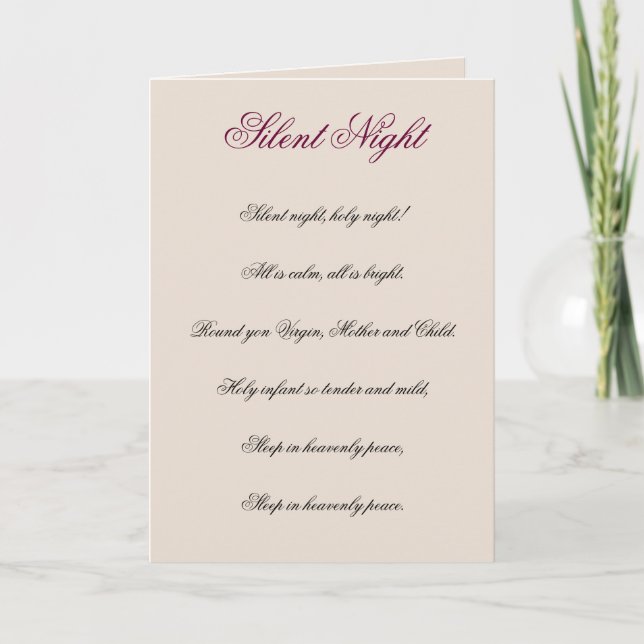 Silent Night Lyrics Christmas Card (Front)