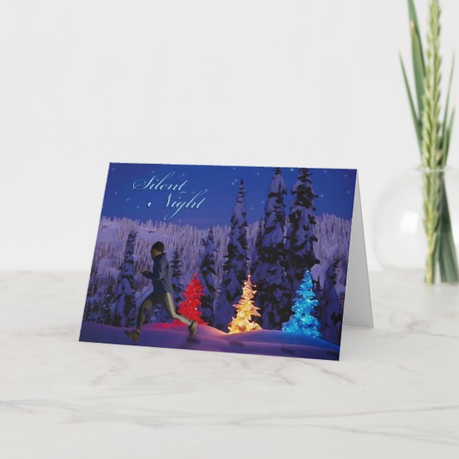 Silent Night - Male Running By Holiday Card (Front)