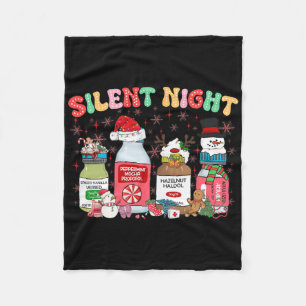 Silent Night Merry Christmas Nurse Pills Pharmacis Fleece Blanket