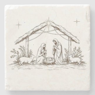 "Silent Night Nativity Stone Coaster