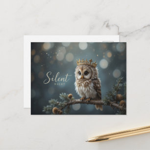 Silent Night Owl Christmas Cute Winter Animal Postcard