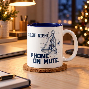 Silent Night Phone on Mute Christmas Bell Mug