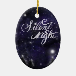 Silent Night - romantic Holiday snow scene Ceramic Ornament