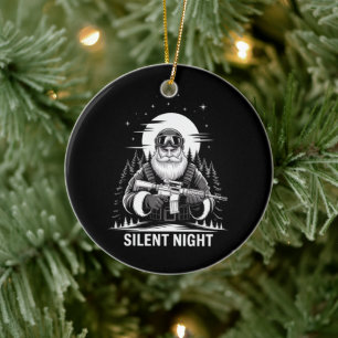 Silent Night Santa Christmas Military Veteran  Ceramic Ornament