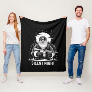 Silent Night Santa Christmas Military Veteran Fleece Blanket