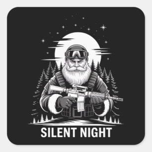 Silent Night Santa Christmas Military Veteran  Square Sticker