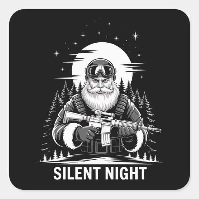 Silent Night Santa Christmas Military Veteran  Square Sticker (Front)