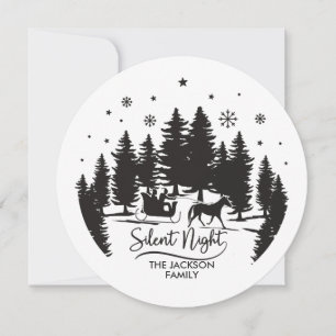 Silent night sleight pines silhouettes snowflakes