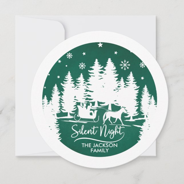 Silent night sleight pines silhouettes snowflakes (Front)