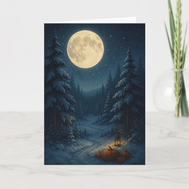 Silent Night Under the Moon – Cosy Christmas Card (Front)