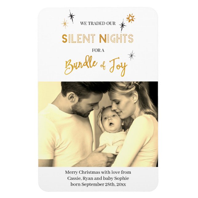 Silent Nights Christmas Birth Announcement Magnet (Vertical)