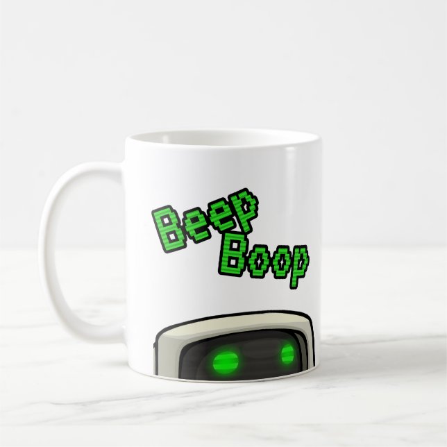 Silent Observer Beep Boop Coffee Mug (Left)
