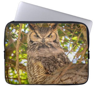 Silent Observer (Great Horned Owl) Wildlife Photo Laptop Sleeve