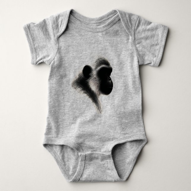 Silent Observer Primate Charcoal Study Baby Bodysuit (Front)