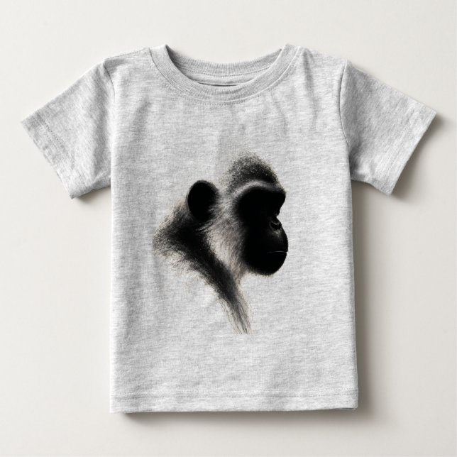 Silent Observer Primate Charcoal Study Baby T-Shirt (Front)