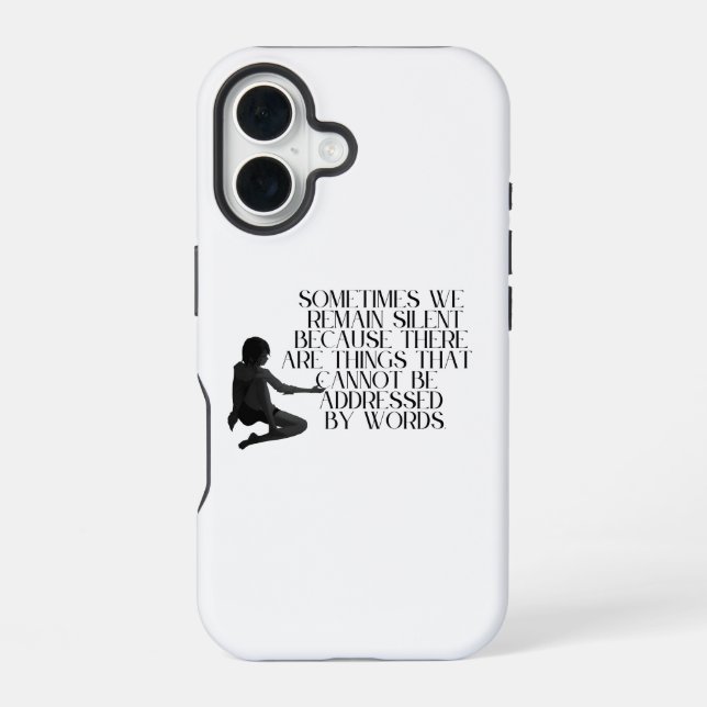 Silent Pain – Minimalist Emotional Quote Design  iPhone 16 Case (Back)