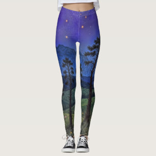 Silent Pines, Cosmic Dance – A Forest Landscape Leggings