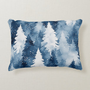Silent Pines Winter Forest Decorative Cushion