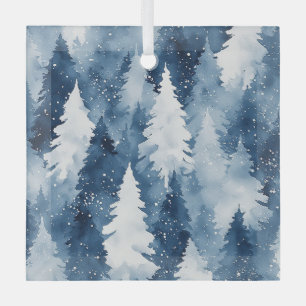 Silent Pines Winter Forest Glass Tree Decoration