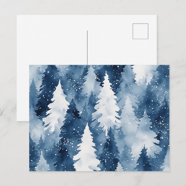 Silent Pines Winter Forest Holiday Postcard (Front/Back)