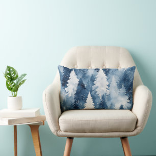Silent Pines Winter Forest Lumbar Cushion
