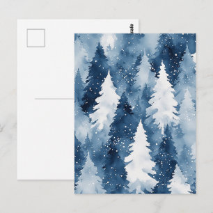 Silent Pines Winter Forest Postcard