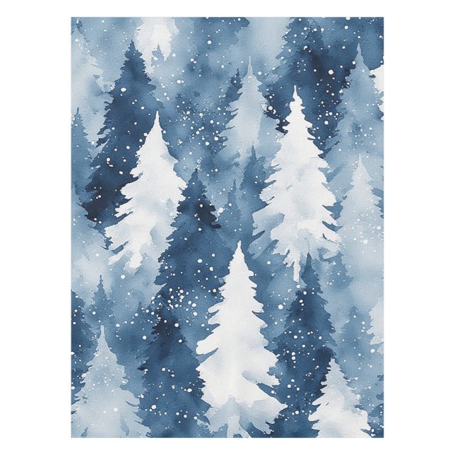 Silent Pines Winter Forest Tablecloth (Front)