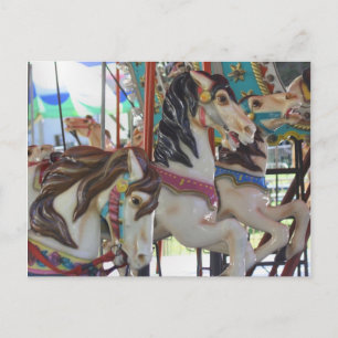 Silent Prancers Carousel Horse Photo Postcard