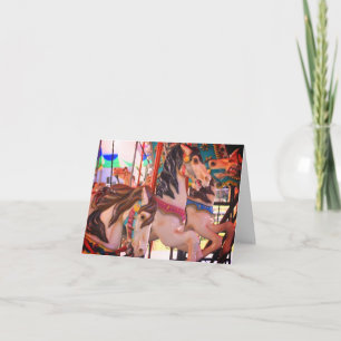 Silent Prancers Carousel Horses Note Holiday Card