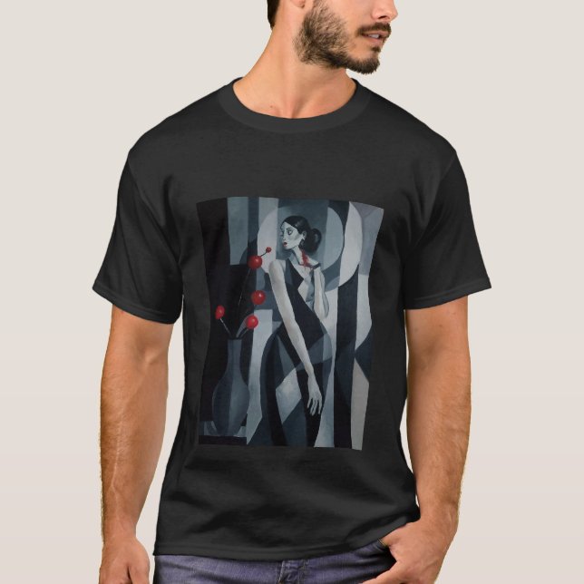 Silent Pulse Art Deco Woman Basic Dark T-Shirt (Front)